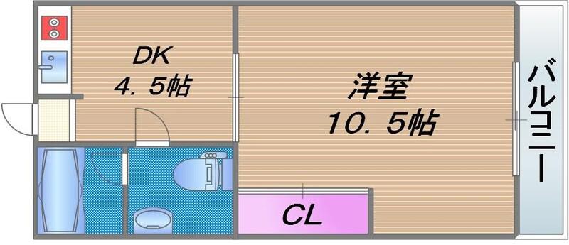 エクセル今里(1DK/4階)の間取り写真