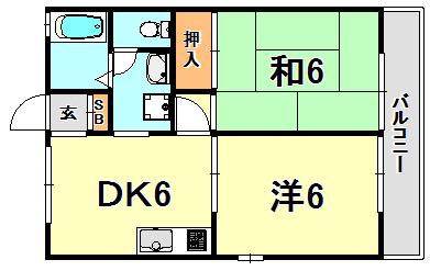 ベルディール須磨(2DK/2階)の間取り写真