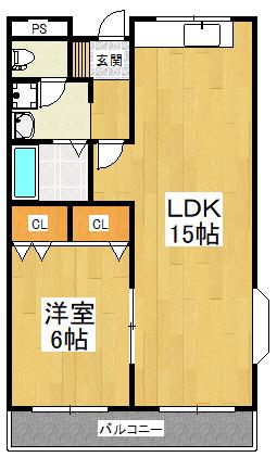 リバーサイドマンション(1LDK/1階)の間取り写真