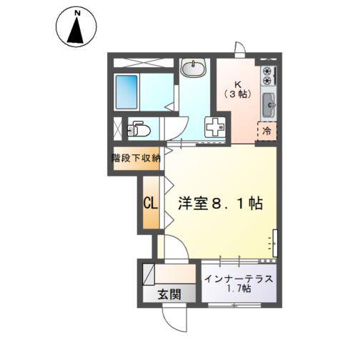 アイリス南大分II(1K/1階)の間取り写真