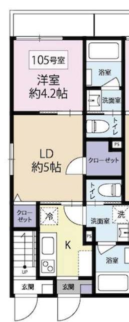 Y′S中野本町(1LDK/1階)の間取り写真
