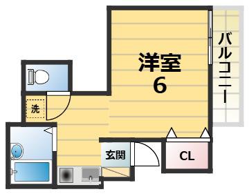 ガリューコート菱屋西(1K/1階)の間取り写真