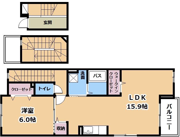 シンシアR I(1LDK/3階)の間取り写真