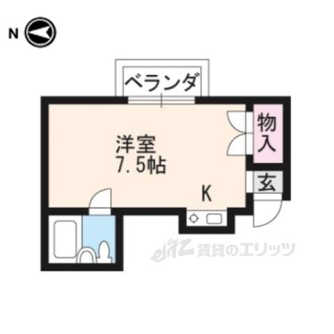 タウンハイツ白川(ワンルーム/4階)の間取り写真