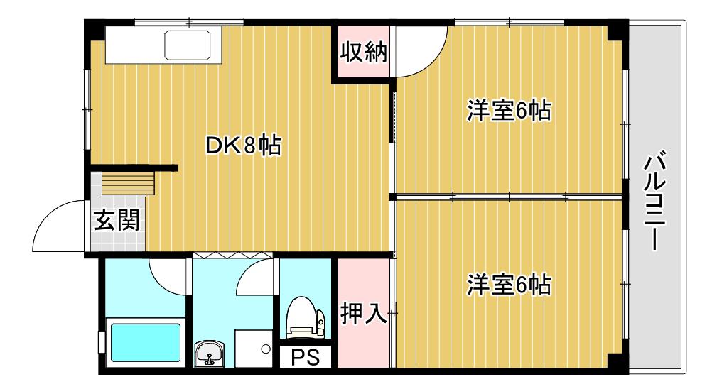第三南風荘(2DK/1階)の間取り写真