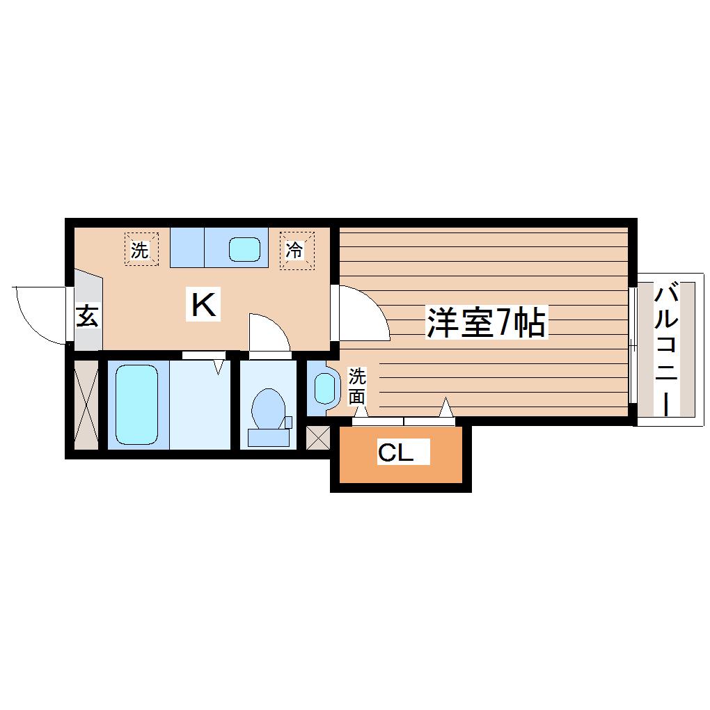 サクセス旭ヶ丘(1K/1階)の間取り写真