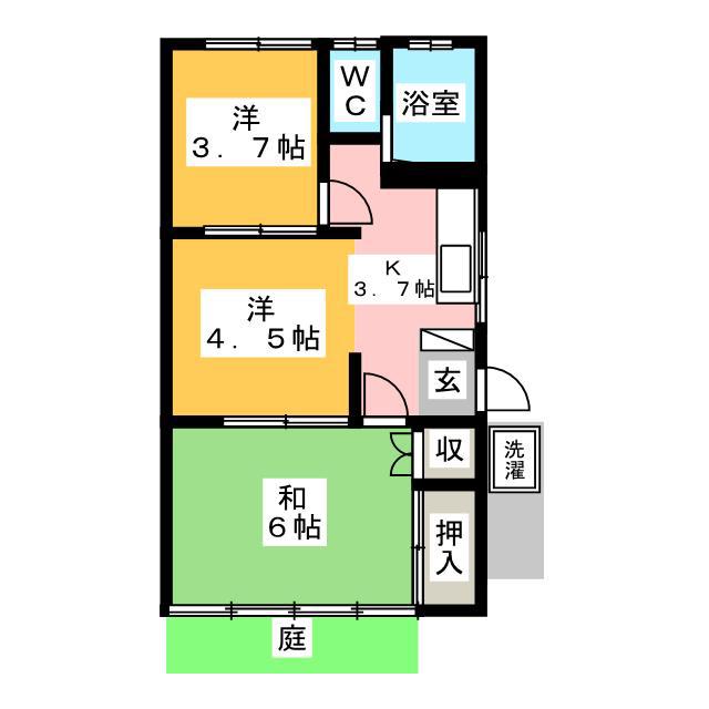 コーポ谷合(2DK/1階)の間取り写真