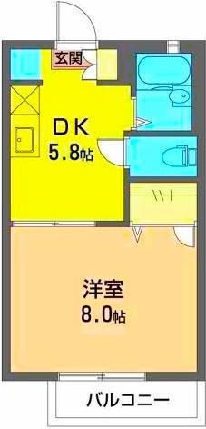 サンシャイン共栄(1DK/2階)の間取り写真