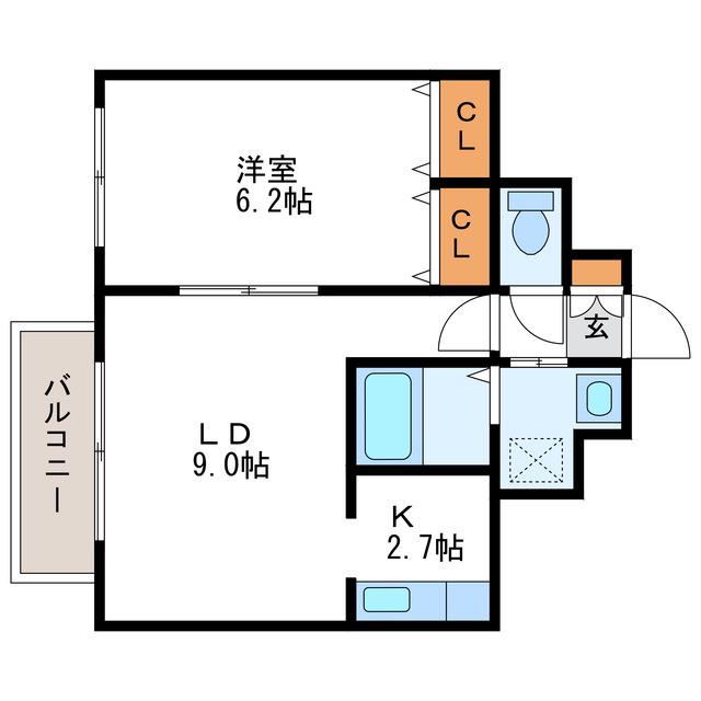 コムフォート北16条(1LDK/4階)の間取り写真