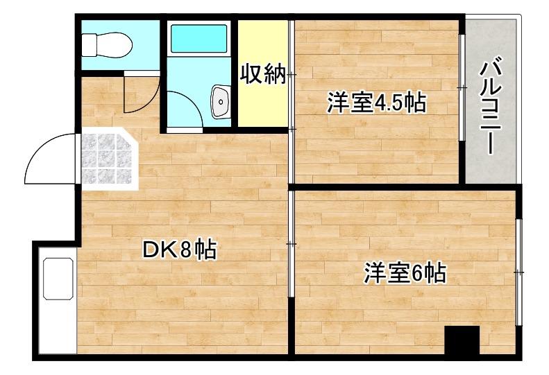 ロイヤル丸文(2DK/6階)の間取り写真