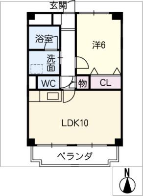 アルフ元宮(1LDK/2階)の間取り写真