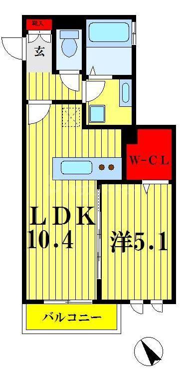メゾンクレール墨田(1LDK/2階)の間取り写真