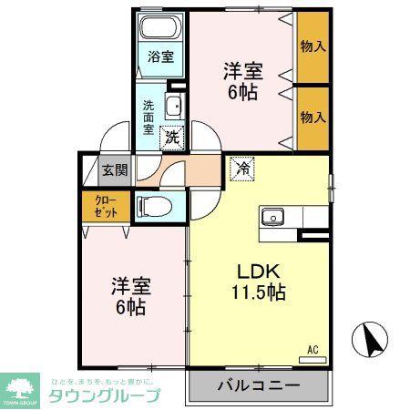 イルソーレ(2LDK/2階)の間取り写真