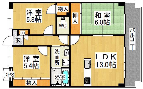 メゾンド・ソレーユ(3LDK/2階)の間取り写真