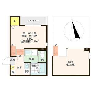 ハーモニーテラス東仙台IX(1K/1階)の間取り写真
