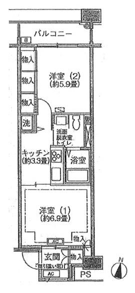 シティコート目黒III(2K/2階)の間取り写真