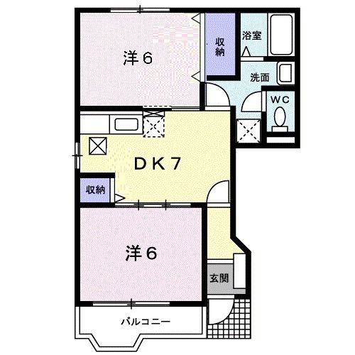 プレミール A(2DK/1階)の間取り写真