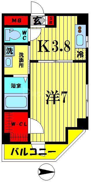 GLANZ(1K/4階)の間取り写真