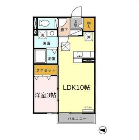 モナリエ山城(1LDK/1階)の間取り写真