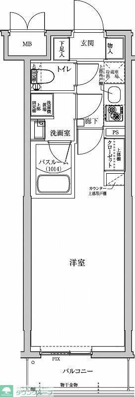 アルテカーサアリビエ東京イースト(1K/1階)の間取り写真