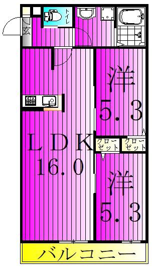 シエーナ北小金I(2LDK/1階)の間取り写真