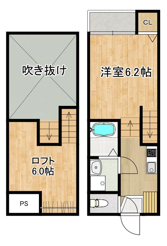 MODERN PALAZZO西栄田SUNNYHILL(1K/2階)の間取り写真