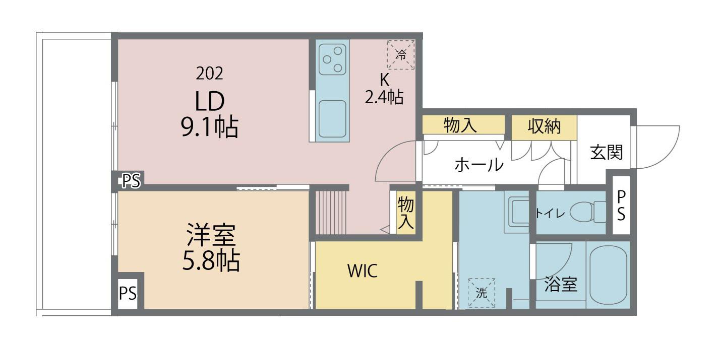 LUANA北戸田(1LDK/2階)の間取り写真