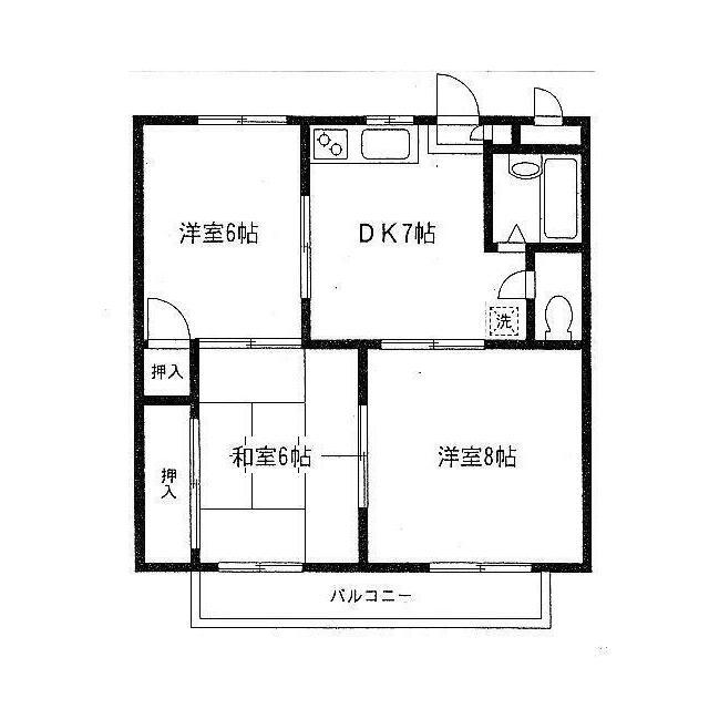ユニティー西山(3DK/3階)の間取り写真