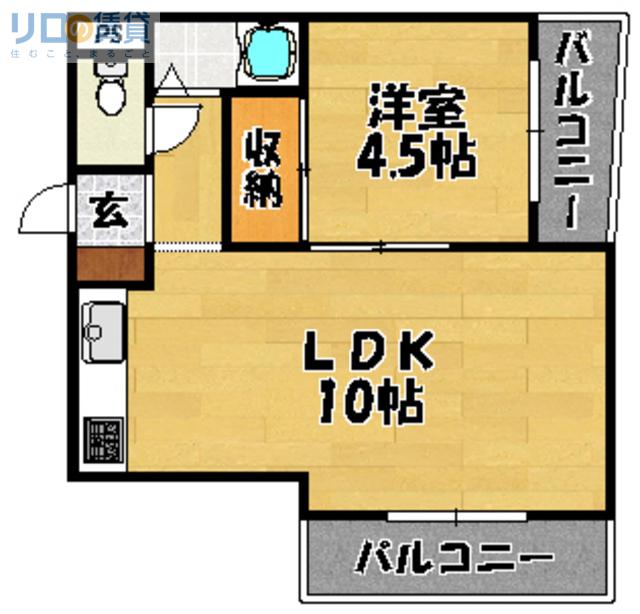 シャトルII(1LDK/1階)の間取り写真