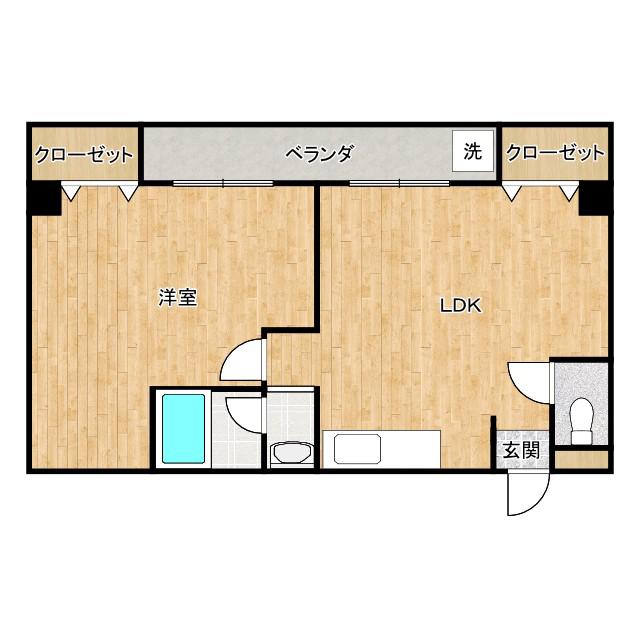 エムプリス上町(1LDK/4階)の間取り写真