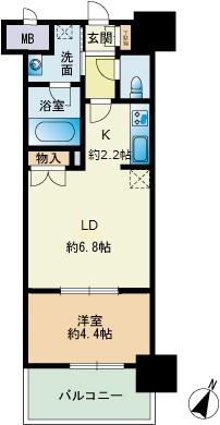 RJRプレシア博多楽水園(1LDK/5階)の間取り写真