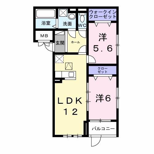 ロイヤルメゾン北巽 I(2LDK/2階)の間取り写真