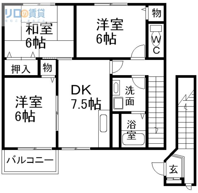 ルミエール(3DK/2階)の間取り写真