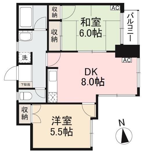 ロイヤルメゾン栗林(2DK/3階)の間取り写真
