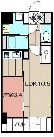 若富士町マンション(1LDK/2階)の間取り写真