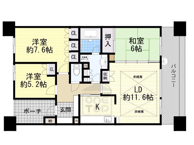 フォレストパーク豊中上野坂(3LDK/12階)の間取り写真