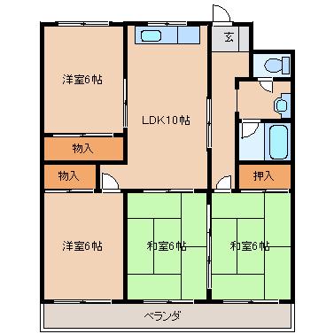 江崎第7ビル(4LDK/2階)の間取り写真