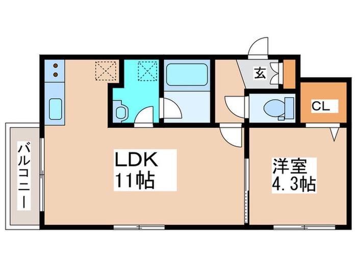 SUNNY SPOT(1LDK/3階)の間取り写真