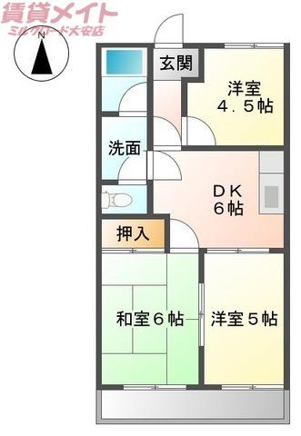 サンフォレスト百合ノ沢A(3DK/1階)の間取り写真