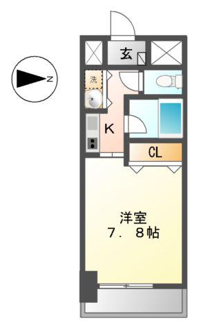 AXIS桜通内山(1K/3階)の間取り写真