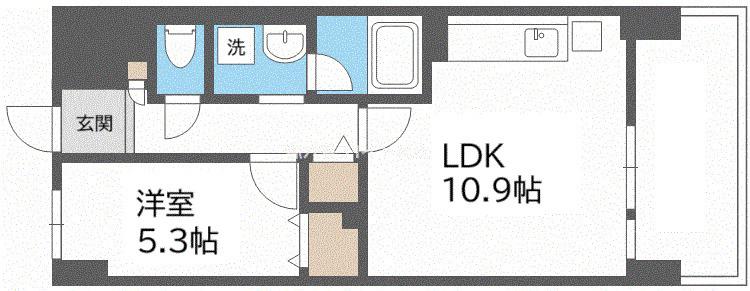 海老江サンライズ(1LDK/1階)の間取り写真