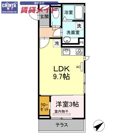 D-ROOM SKY(1LDK/1階)の間取り写真