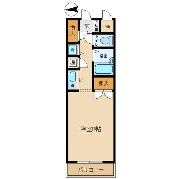 ボヌワールスガノ(1K/2階)の間取り写真