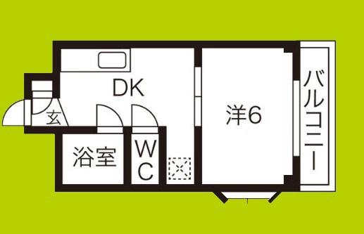 エトワール豊新II(1DK/2階)の間取り写真