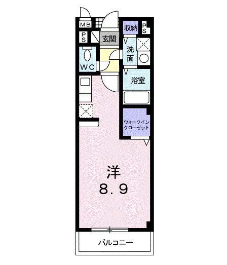 ヒルズグランデ(ワンルーム/2階)の間取り写真