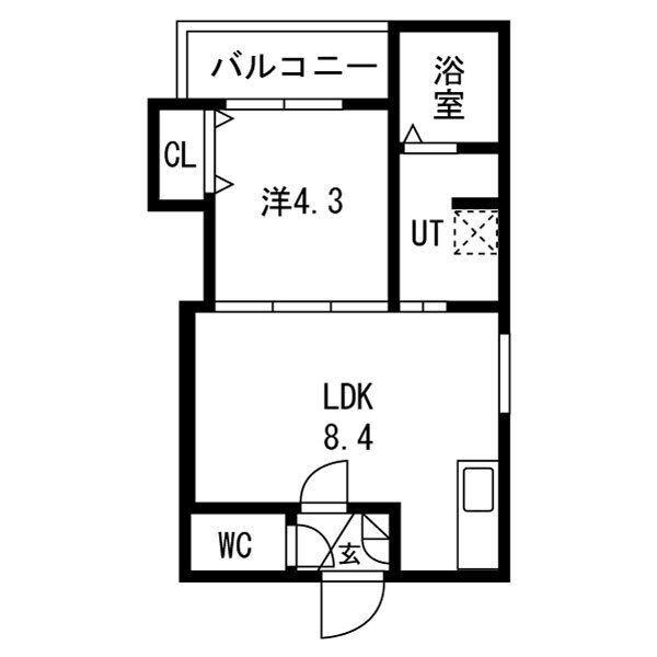 近鉄南大阪線 高見ノ里駅 徒歩4分 3階建 築6年(1LDK/1階)の間取り写真