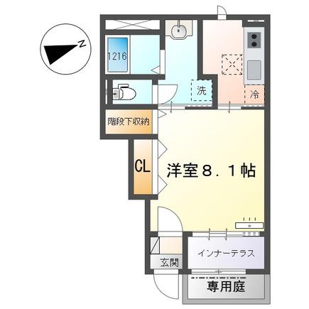 RH 柳川(1K/1階)の間取り写真
