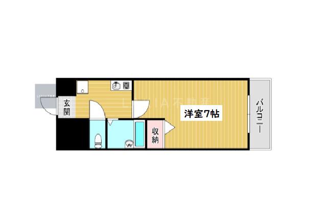 ウィンヒルズ難波西(1K/4階)の間取り写真
