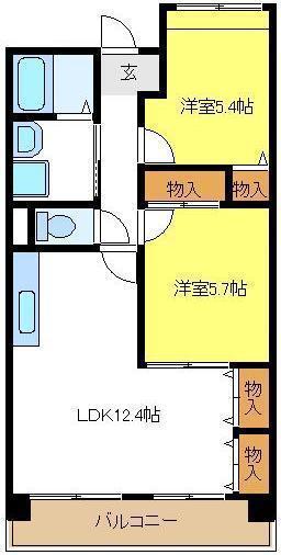 ミサキアソシア(2LDK/3階)の間取り写真