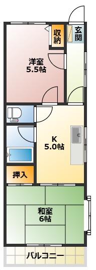 パールハイツ(2K/2階)の間取り写真